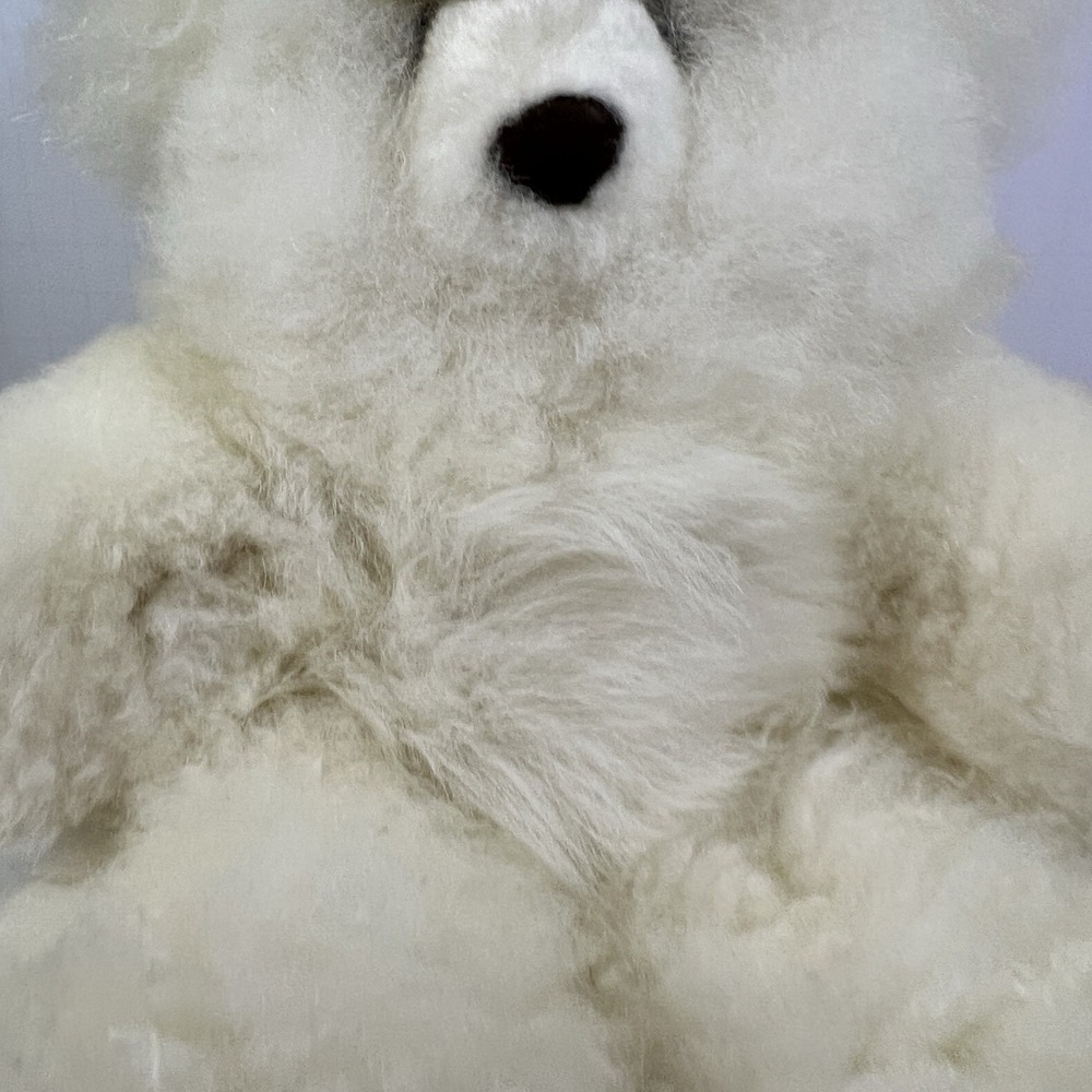 Alpaca Fur Teddy Bear Stuffed Animal 12" Soft Natural Plush White/ivory - Picture 6 of 11